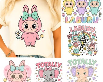 Labubu Cartoon PNG Bundle: Pink Monster Designs (Digital Download