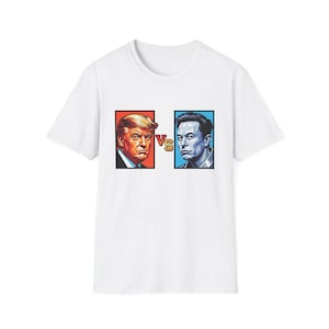 Trump vs. Elon Softstyle T-Shirt | Funny Political Tee, Gift for Dad, Unisex Graphic Shirt, Election Humor, Meme Apparel