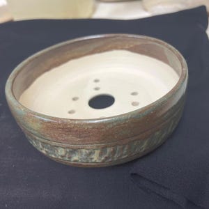 Bonsai Pot 6 1/4"  Round Handmade Pottery Flower Pot Succulent Planter