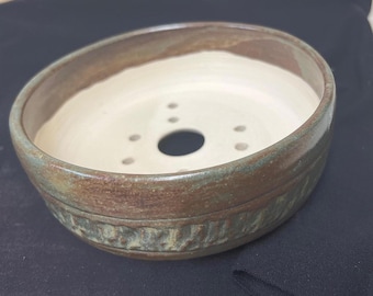 Bonsai Pot 6 1/4"  Round Handmade Pottery Flower Pot Succulent Planter