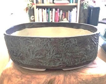 Bonsai Pot 7 3/4 " Oval Handmade Succulent Planter Matcha Matte Glaze B36