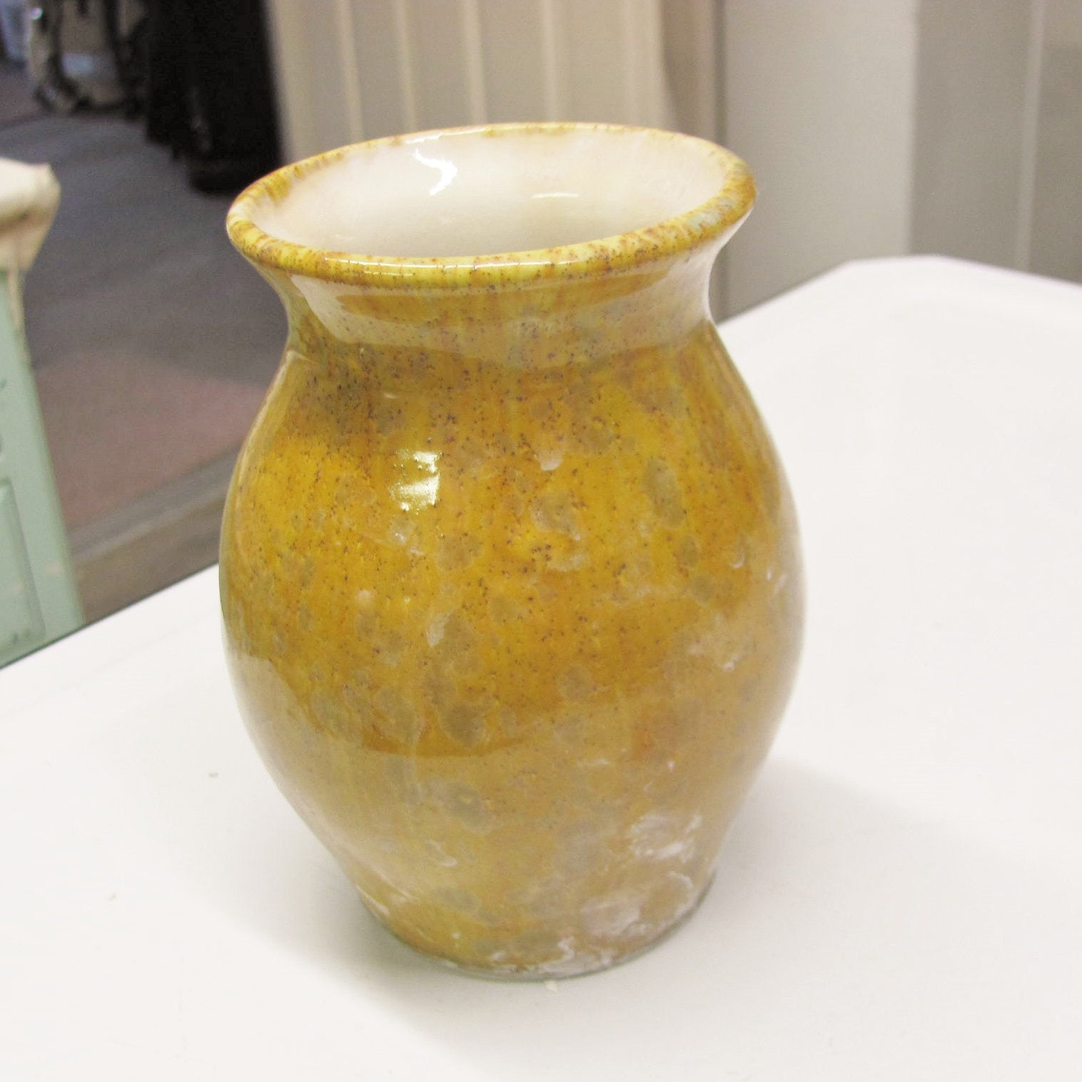 Ceramic Vase Handmade Pottery Golden Crystalline Glaze Etsy