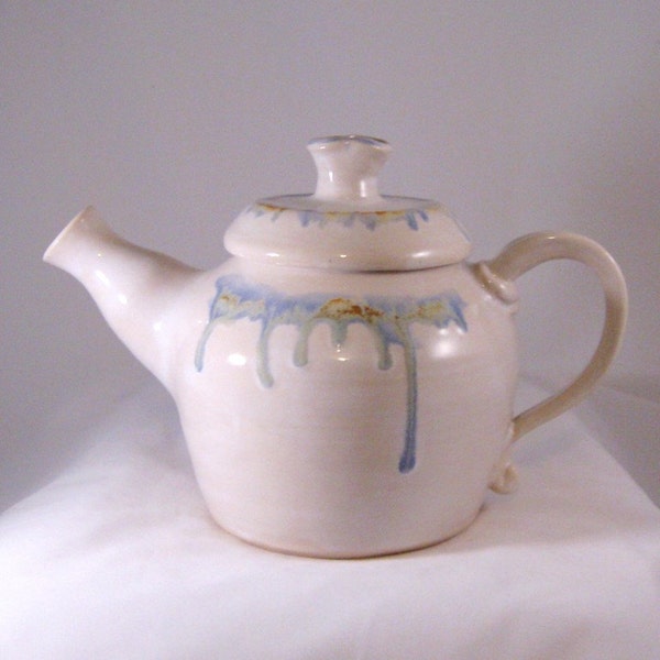 Handmade Teapot  Ceramic Stoneware Clay  Pottery Blue and White by Shars Art Pottery