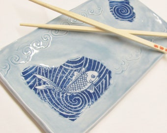 Ceramic Tray Sushi Pottery Dish 9 1/4" Handmade Ceramic