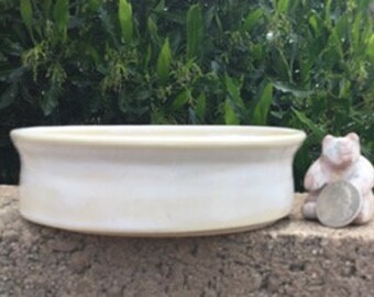 Bonsai Pot (5 5/8") Handmade Round Bonsai Pottery Tree Ceramic Planter White Opal Glaze B25