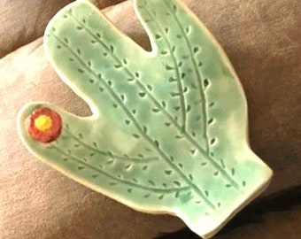 Cactus Spoon Rest Soap Dish Handmade Pottery  Eyeglass Holder