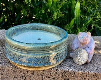 Bonsai Pot Small Mame Pottery Blue Lagoon Glaze Succulent Planter  Handmade Ceramic Mini B18