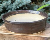 Bonsai Pot 8 7 8 quot Oval Handmade Pottery Ocia Glossy Brown Glaze
