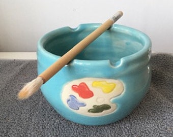 Artist Paint, Artist Water Cup , Brush Holder,  Watercolor Artist Supply Tools  Ceramic Pottery