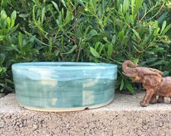 Bonsai Pot 5 3/4" Round  Reduced Second Handmade Rainforest Glaze B45