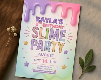 Slime Party Birthday Invitation: Editable Digital Template (Printable & Mobile Evite)