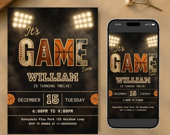It's Game Time Sports Birthday Invitation Template: Editable Game Time Design (Digital Download)