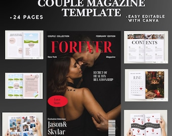 Couple Magazine Template | Valentine's Day Gift for him/ for her| Editable in Canva