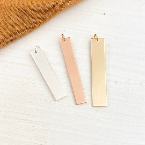 A La Carte Vertical Bar - Add A Vertical Bar - Hand Stamped or Blank Bar. Rose Gold, Gold-Filled, Sterling Silver