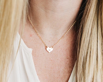 Heart Necklace + Personalized Initial - 14k Gold-Filled, Rose Gold-Filled or Sterling Silver.  Custom Minimalist Necklace.  Dainty Choker.