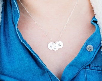 Personalized Circle Necklace - Symbol, Initial, or Monogram. Dainty Disc Necklace, Delicate Initial Necklace for Women. Coin Necklace.