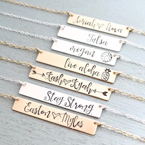 Monogram or Name Necklace, Personalized Bar Necklace With your Custom Words. Initial Necklace in REAL Rose Gold-Filled, Gold-Filled, Silver Bild 1