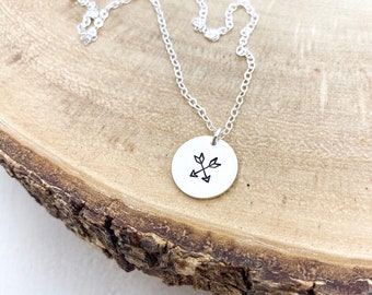 Personalized Circle Necklace - Crossed Arrows Symbol, Or Your Choice of Initial, Symbol, Monogram. Dainty Layered Disc Necklace. Christmas