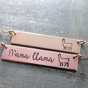 Llama Necklace Llama Gift Bar Necklace. Customize your own Names or Words. No Prob-llama, Drama Llama, Llamaste, Mama Llama image 2