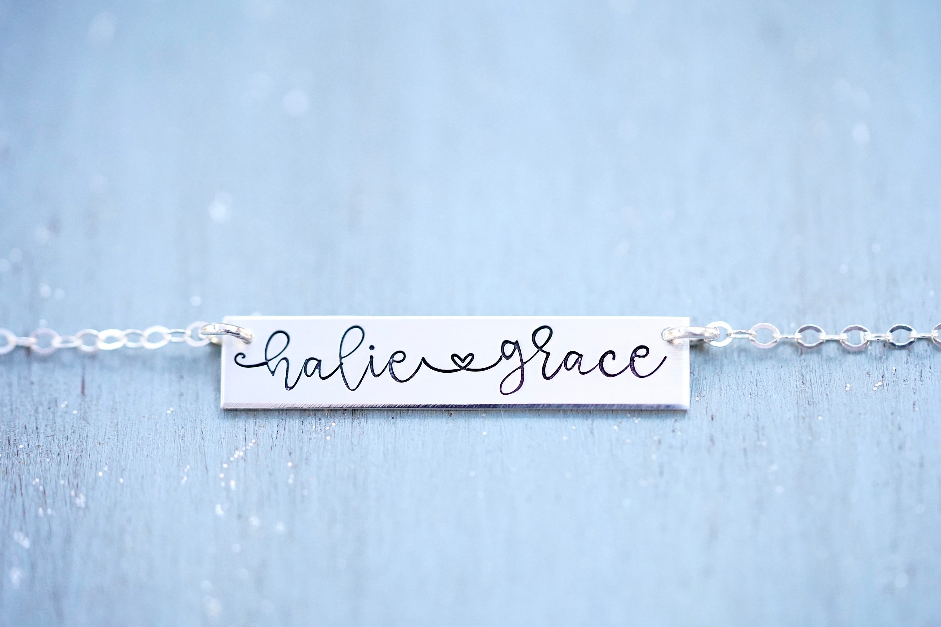 Bar Necklace Custom Stamped 