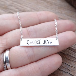 Personalized Name Bar Necklace. Hand Stamped Custom Jewelry with Your Names, Monogram or Words of Choice. REAL Gold, Silver, Rose. image 2