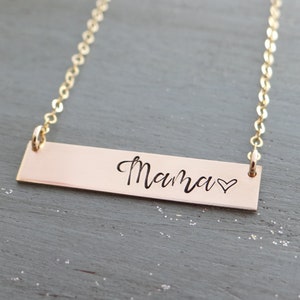 Mama Personalized Bar Necklace. Mother's Day Gift for Mom. New Mom Mother's Day Gift. Personalized Bar Necklace. Gold, Rose Gold, Sterling. image 1