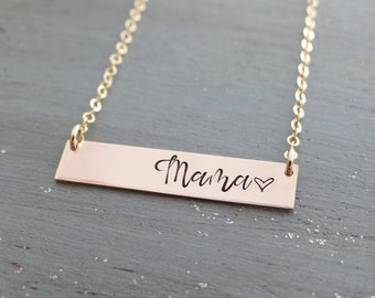 Mama Personalized Bar Necklace. Mother's Day Gift for Mom. New Mom Mother's Day Gift. Personalized Bar Necklace. Gold, Rose Gold, Sterling.