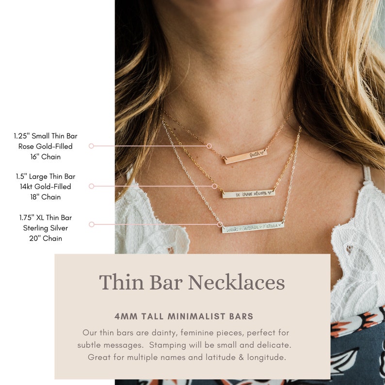 Monogram or Name Necklace, Personalized Bar Necklace With your Custom Words. Initial Necklace in REAL Rose Gold-Filled, Gold-Filled, Silver image 6