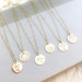 Dainty Silver, Gold, or Rose Disc Necklace. Birth Flower Necklace, Birthday Gift For Her. Minimalist Stamped Jewelry with Adjustable Chain.