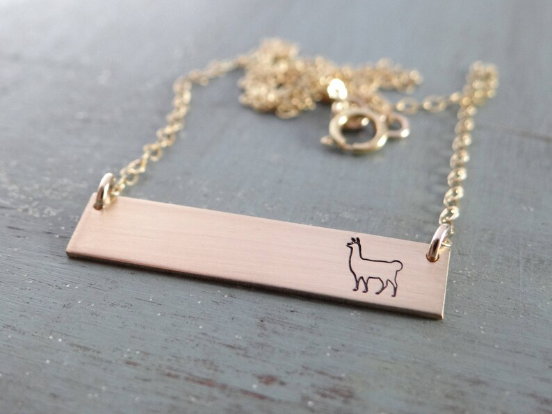 Llama Necklace Llama Gift Bar Necklace. Customize your own Names or Words. No Prob-llama, Drama Llama, Llamaste, Mama Llama image 4