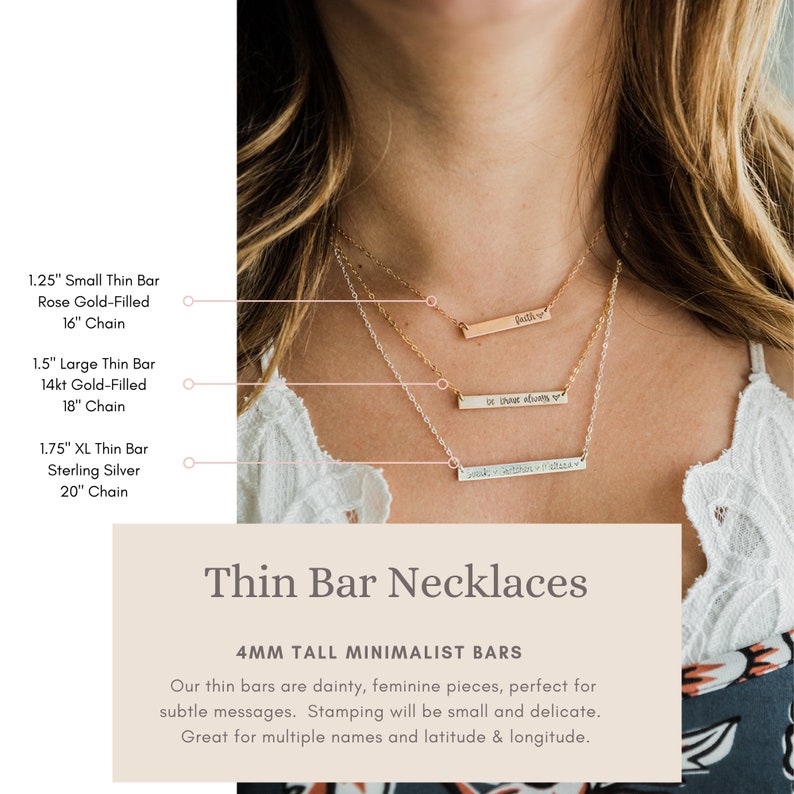 Personalized Bar Necklace. Gifts for Her Stamped Custom Name Bar Necklace. Mother's Bar Necklace. Hand Lettering. Gift For Mom Her image 5