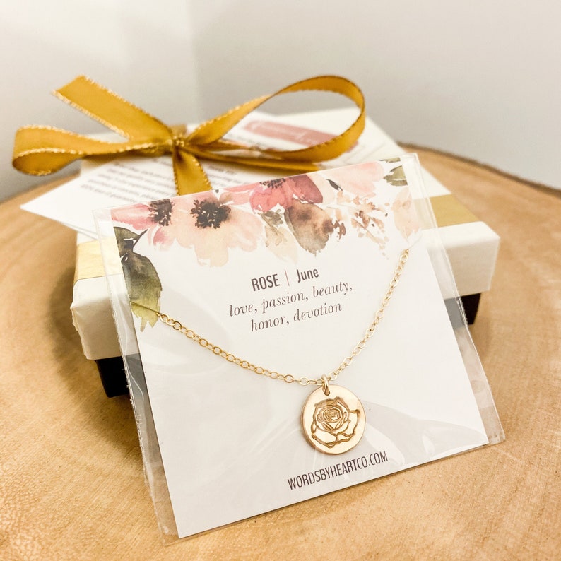 Personalized Birth Flower Necklace with Initials Dainty Minimalist Stamped Jewelry with Birth Months. Floral Jewelry Birthday Gift