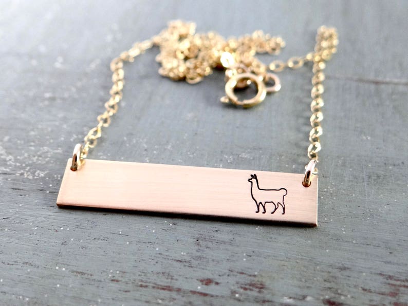 Llama Necklace Llama Gift Bar Necklace. Customize your own Names or Words. No Prob-llama, Drama Llama, Llamaste, Mama Llama image 3