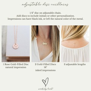 Wave Necklace Dainty Silver, Gold, or Rose Disc Necklace. Gift For Her. Minimalist Stamped Jewelry with Adjustable Chain. Nautical Gift image 8