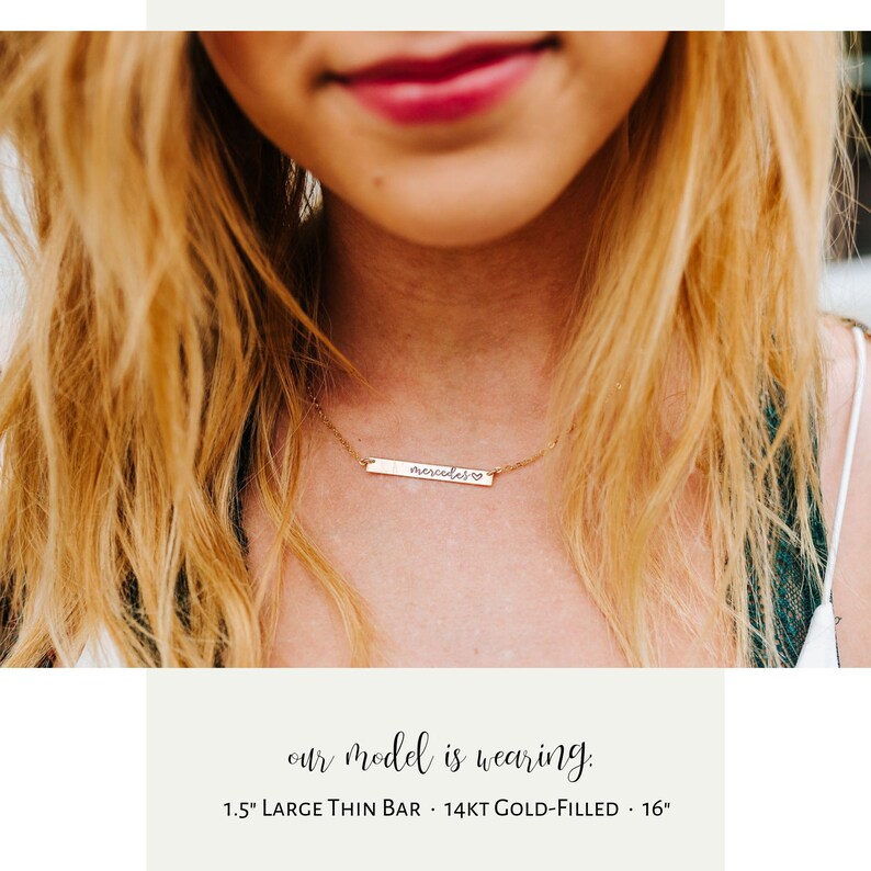 Monogram or Name Necklace, Personalized Bar Necklace With your Custom Words. Initial Necklace in REAL Rose Gold-Filled, Gold-Filled, Silver image 4