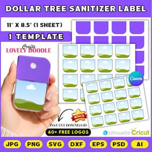 Dollar Tree Spray Hand Sanitizer Label Template, Hand Sanitizer Label, Spray Label Template, Editable Canva Frame, Hand Sanitizer Template