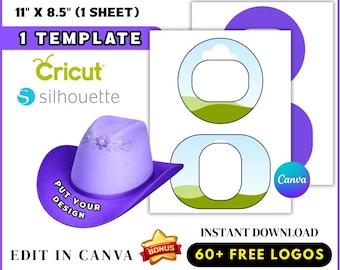 Snack Stack Hat Brim Template Canva Editable, Hat Brim Template, Western Party Favor, Cowboy Hat Brim, DIY Printable Snack Display