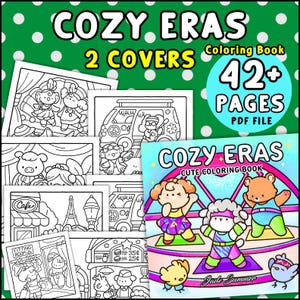 Cozy Eras Coloring Pages | Nostalgic Characters Scenes | 40 Printable Designs for Adults & Teens | Digital PDF Download