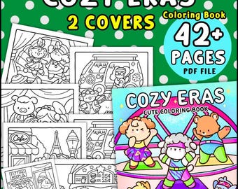 Cozy Eras Coloring Pages | Nostalgic Characters Scenes | 40 Printable Designs for Adults & Teens | Digital PDF Download