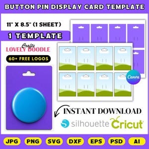 Button Pin Display Card Template, Pin Card Holder Template, Button Pin Backer Card, Custom Pin Packaging, Printable, DIY, Canva Editable