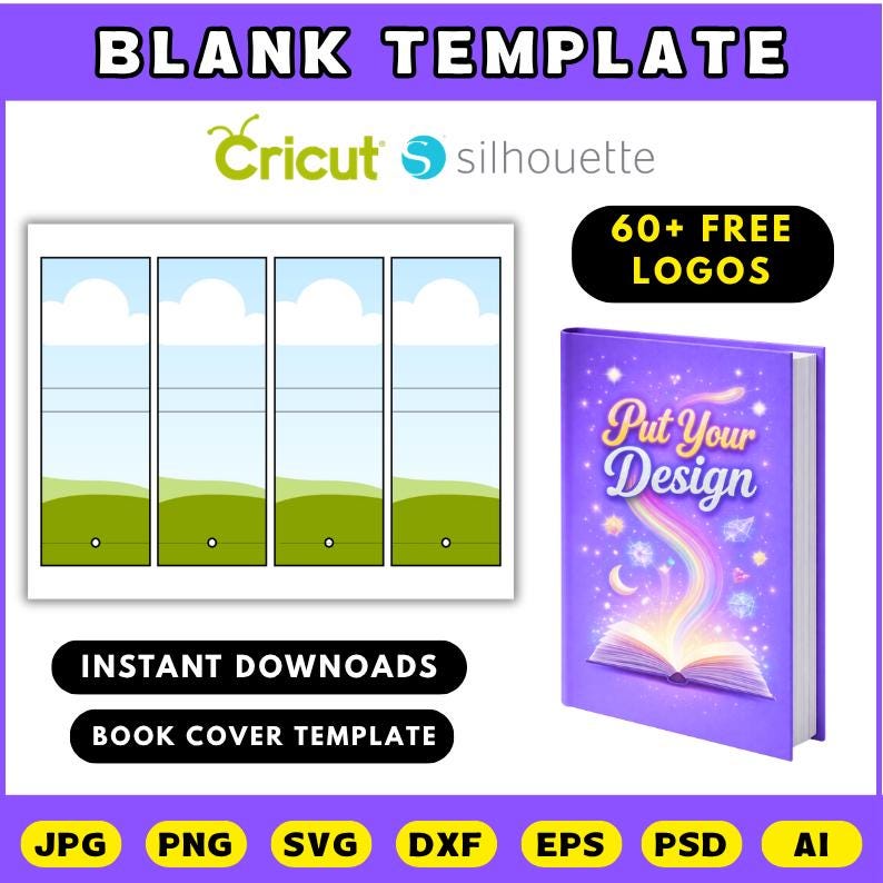 May include: A book cover template with a pink book mockup and a design layout. The template includes a front cover, spine, and back cover design, with the text "YOUR DESIGN". The template is 21.6cm x 27.9cm and the book is 10.4cm x 14.7cm x 2.3cm.