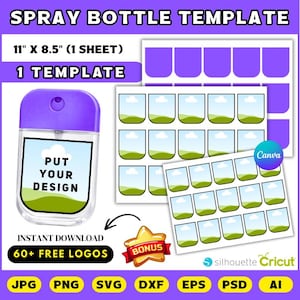 Labelsjabloon sprayfles, label handdesinfecterend middel, labelsjabloon spray, bewerkbaar canvas frame, sjabloon handdesinfecterend middel, bewerkbaar canva
