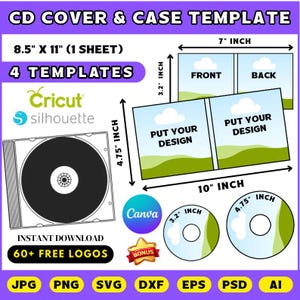 CD Cover & Case Template | Cd Cover Template | Cd Case Template | Album Cover Template | Custom Cd Case | Printable | Editable Canva