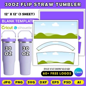 900 g tumblermall Canva redigerbar, sublimering av tumbler, 900 g sugrörsmall för tumbler, PNG, DXF, utskrivbara mallar