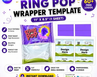 Ring Pop Wrapper, Ring Pop Label, Ring Pop Template, Canva Editable Ring Pop, Printable Ring Pop Wrapper, Ring Pop Wrap Design, Party Favors