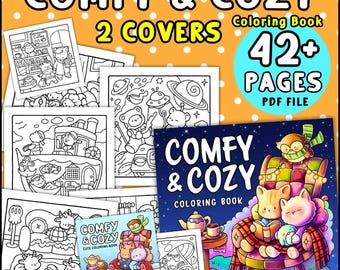 Comfy and Cozy Coloring Book | Relaxing & Cozy Coloring Pages | 40 Printable Designs | Digital PDF Download | Instant Access