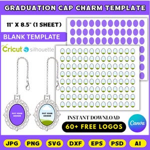 Plantilla de dije para birrete de graduación, dije para birrete de graduación, dije con borla, plantilla conmemorativa para dije de birrete, dije de graduación, editable en Canva