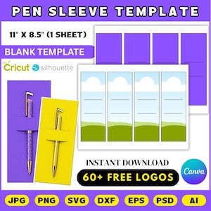 Stifthülsen-Vorlage, bearbeitbare Canva Pen Display Card, Stiftverpackung, Hülsenvorlage, SVG & DXF | Printable Pen Verpackung | Digitaler Download