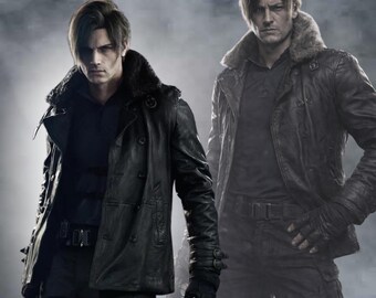Leon S Kennedy Leather Jacket | Handmade Resident Evil Cosplay with Faux Fur Collar