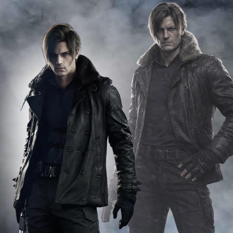 Leon S Kennedy Leather Jacket | Handmade Resident Evil Cosplay with Faux Fur Collar image 1